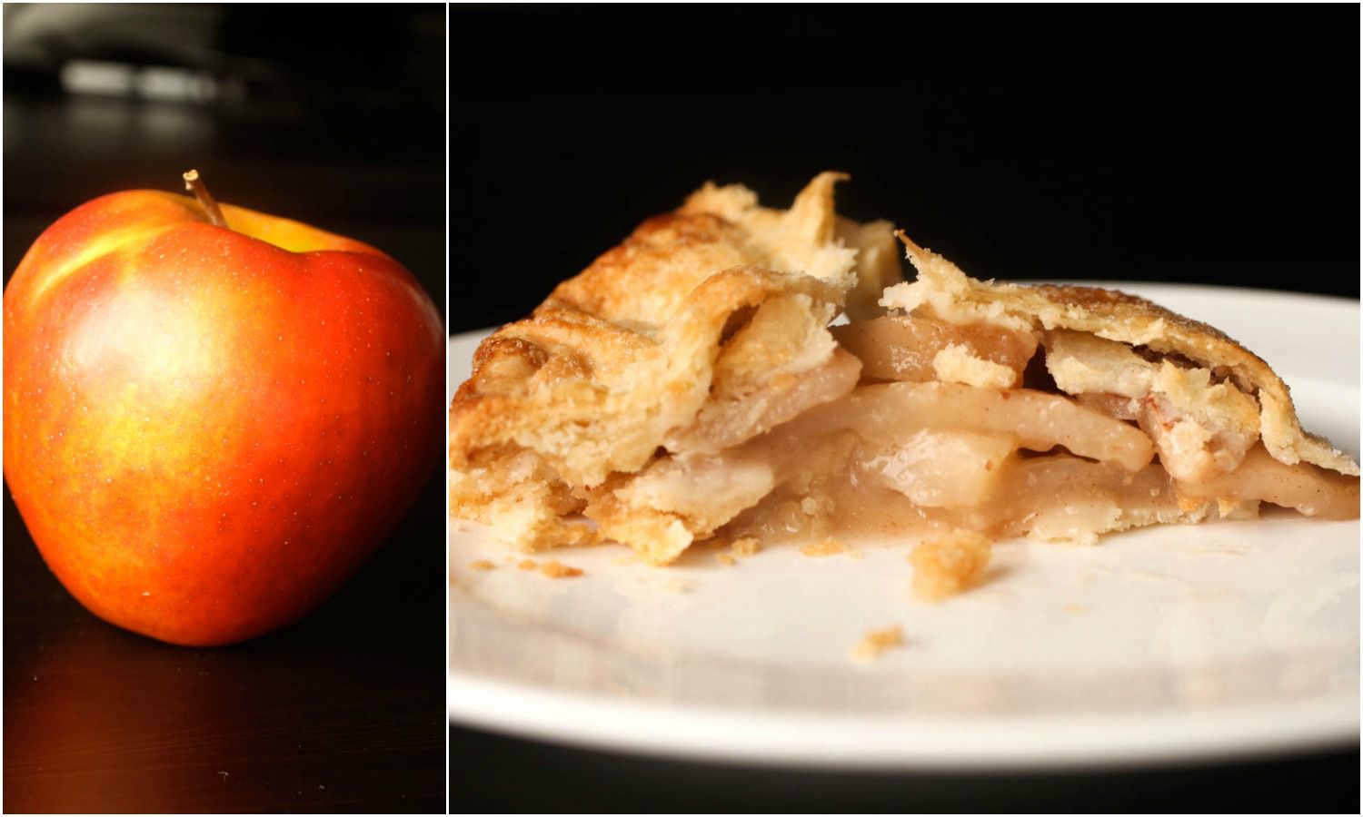 拼贴Cortland苹果旁边的一块馅饼用Cortland苹果
