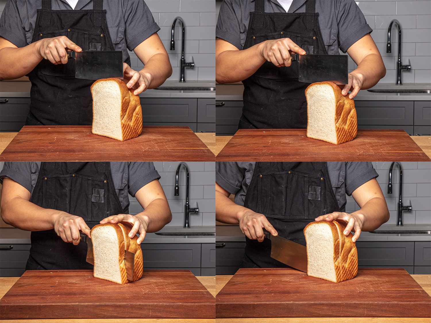 用锯切技术切面包的4步拼贴画