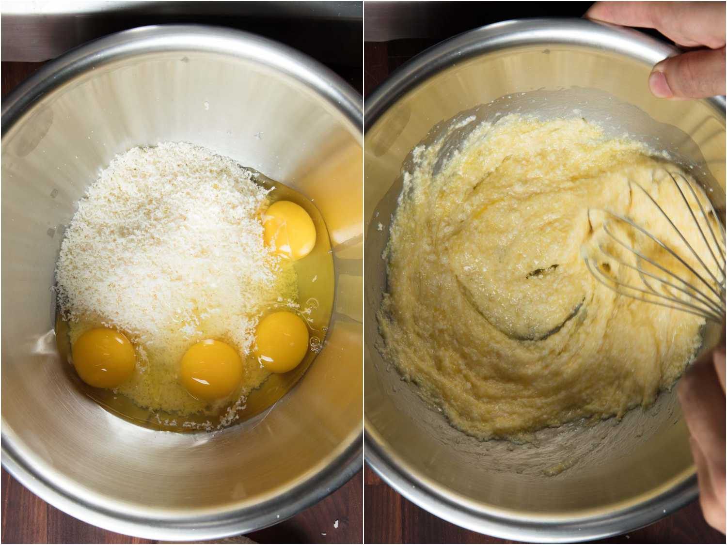 将鸡蛋和帕玛森干酪搅拌在一起，做成stracciatella汤