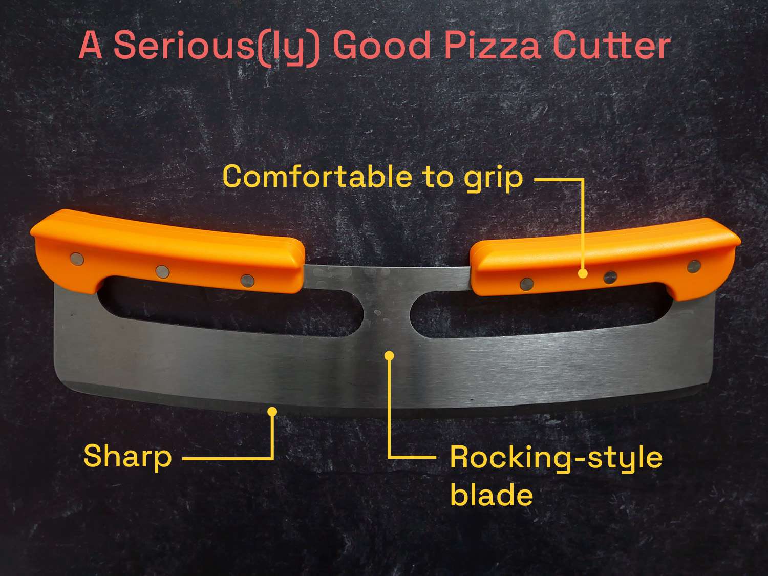 一个非常好的披萨刀:锋利，摇摆式刀片，握起来很舒服