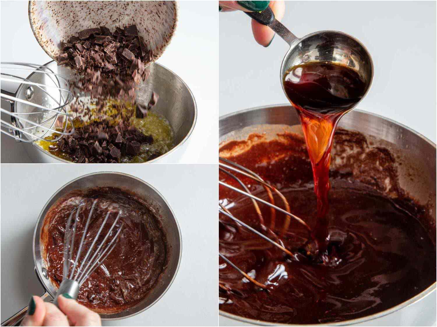 拼贴画:在融化的黄油中加入巧克力和香草精，用打蛋器混合。gydF4y2Ba