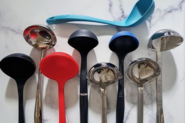 Ladles on a marble countertop