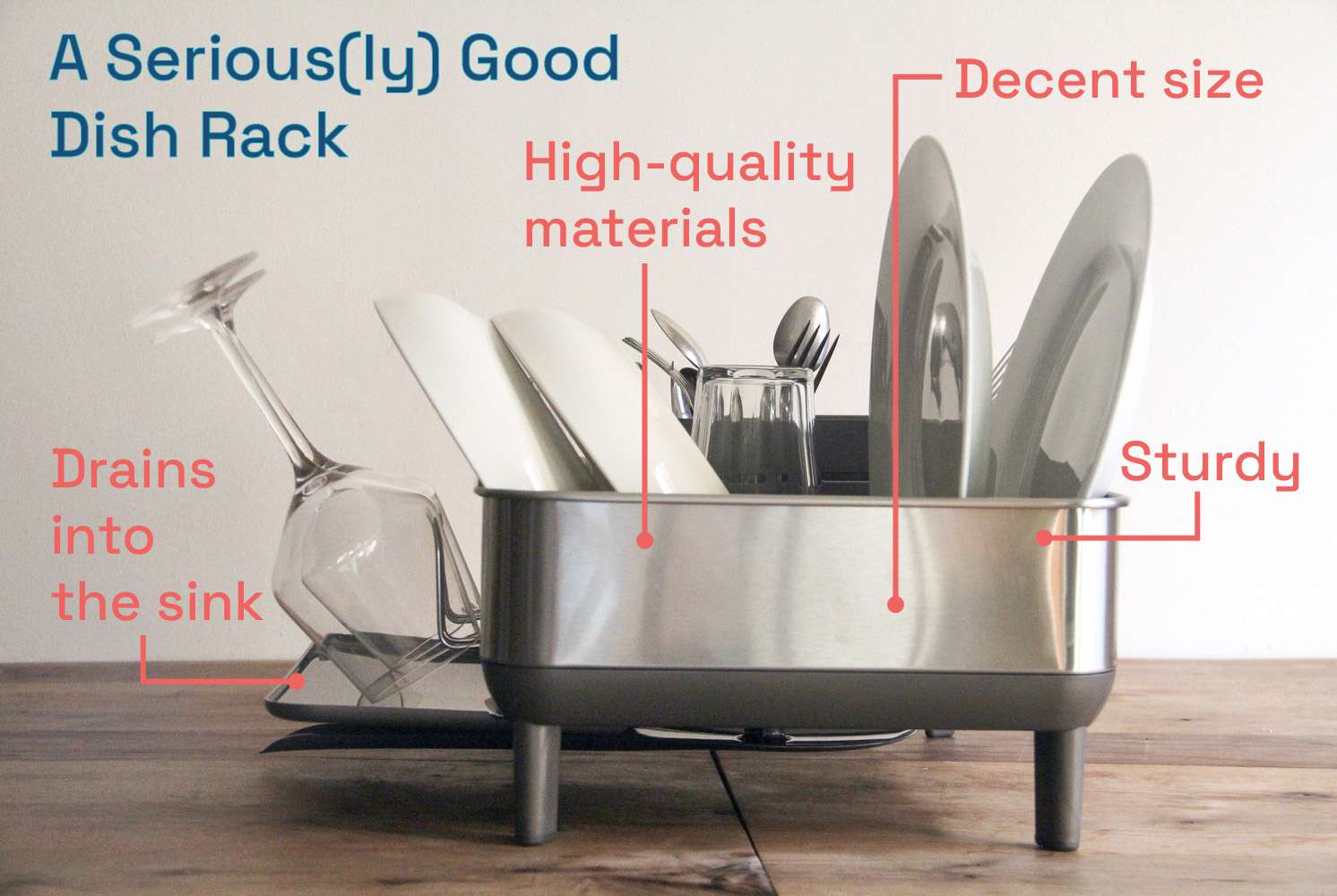一个非常好的盘子架:大小合适，坚固，高品质的材料，排水到水槽
