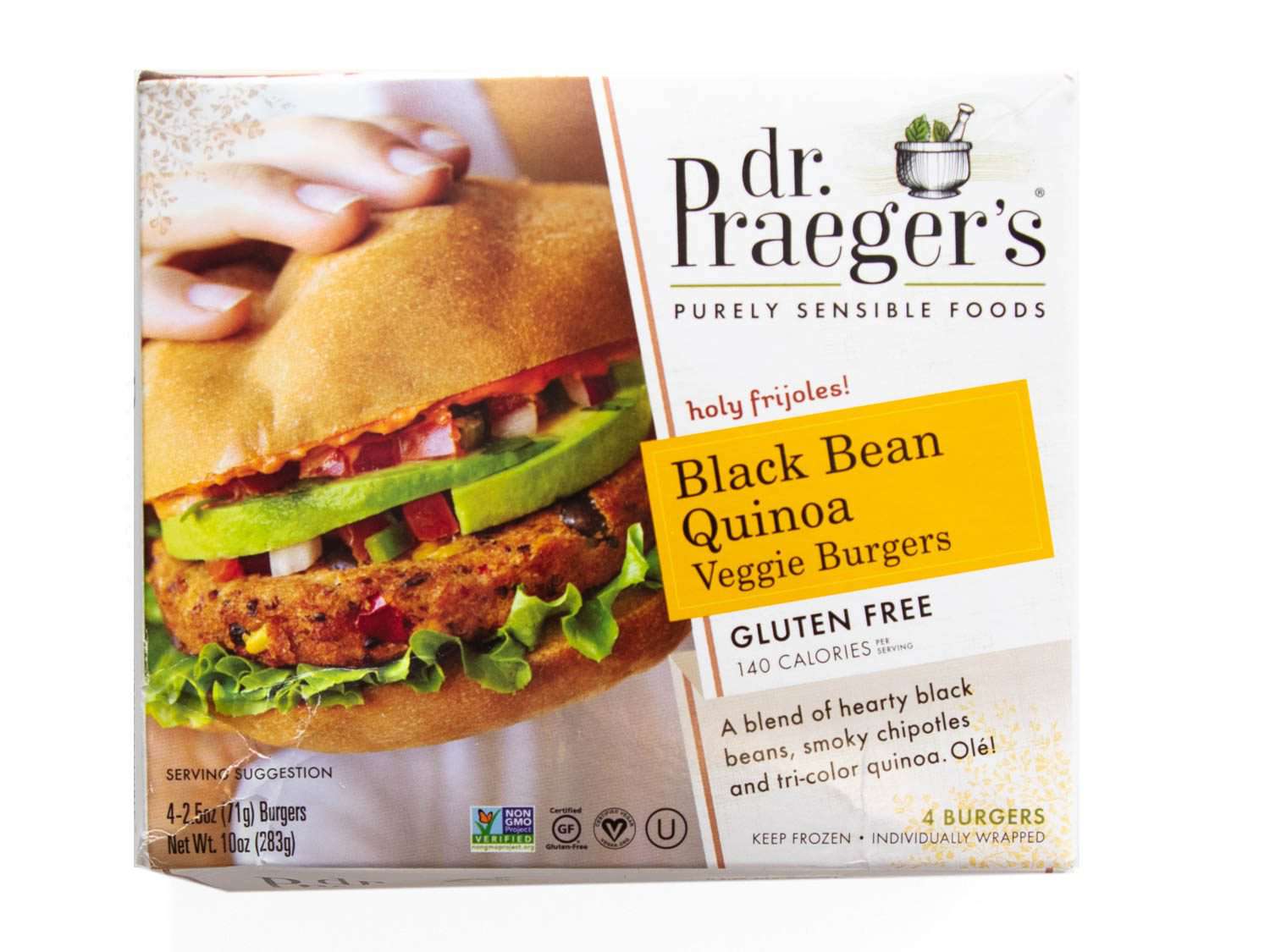 普雷格博士的黑豆藜麦素食汉堡的产品照片