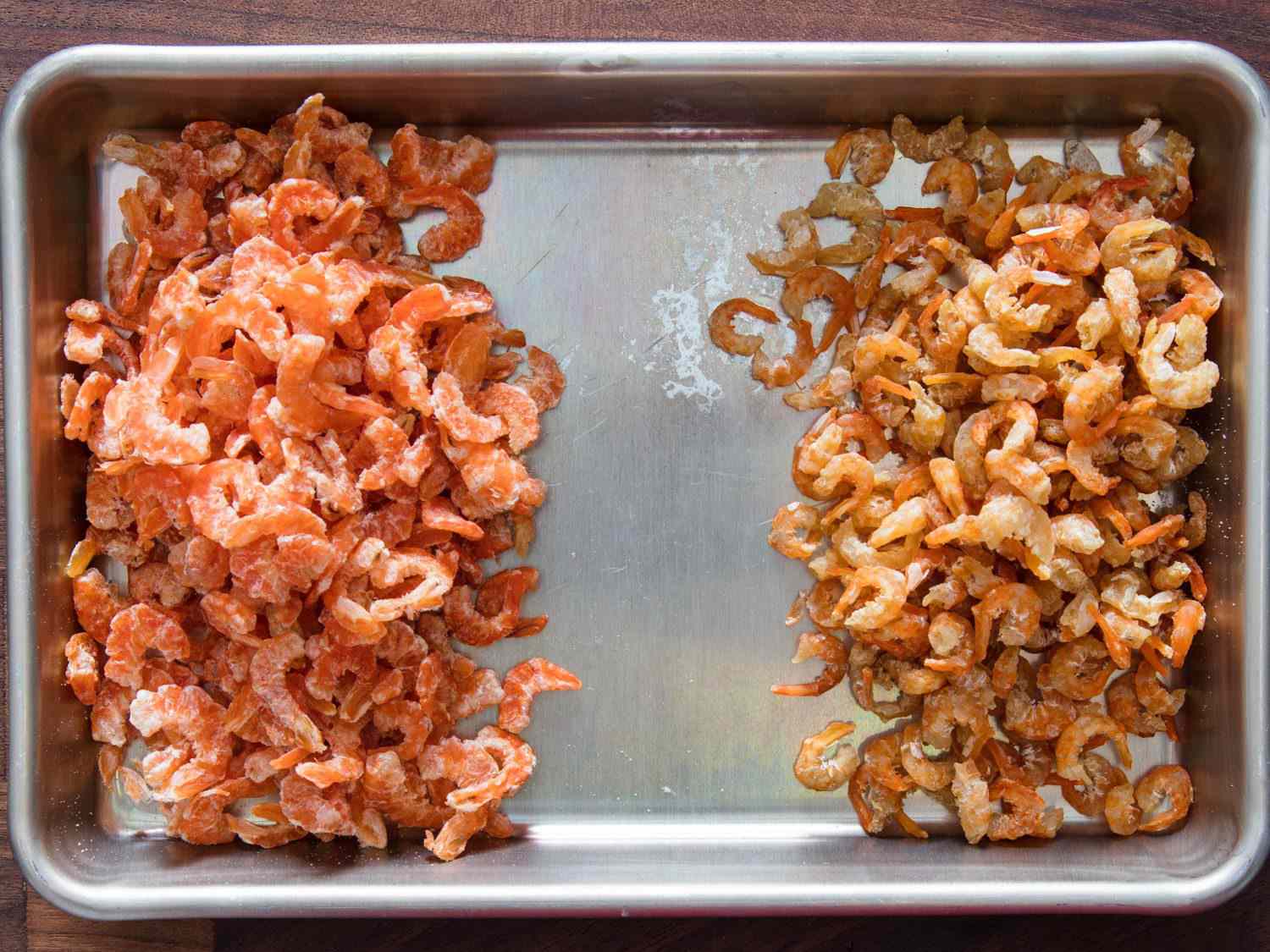 比较两种类型的虾米:左边的是大。gydF4y2Ba