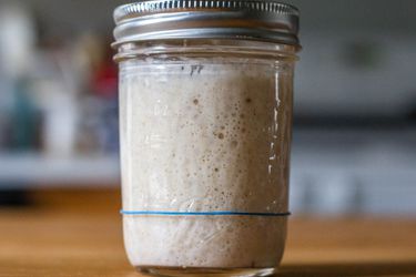 A jar of homemade sourdough starter
