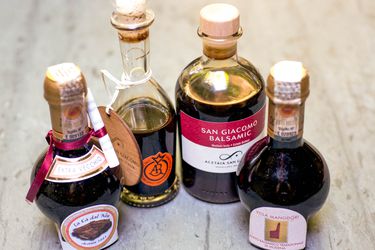 An assortment of vinegars.