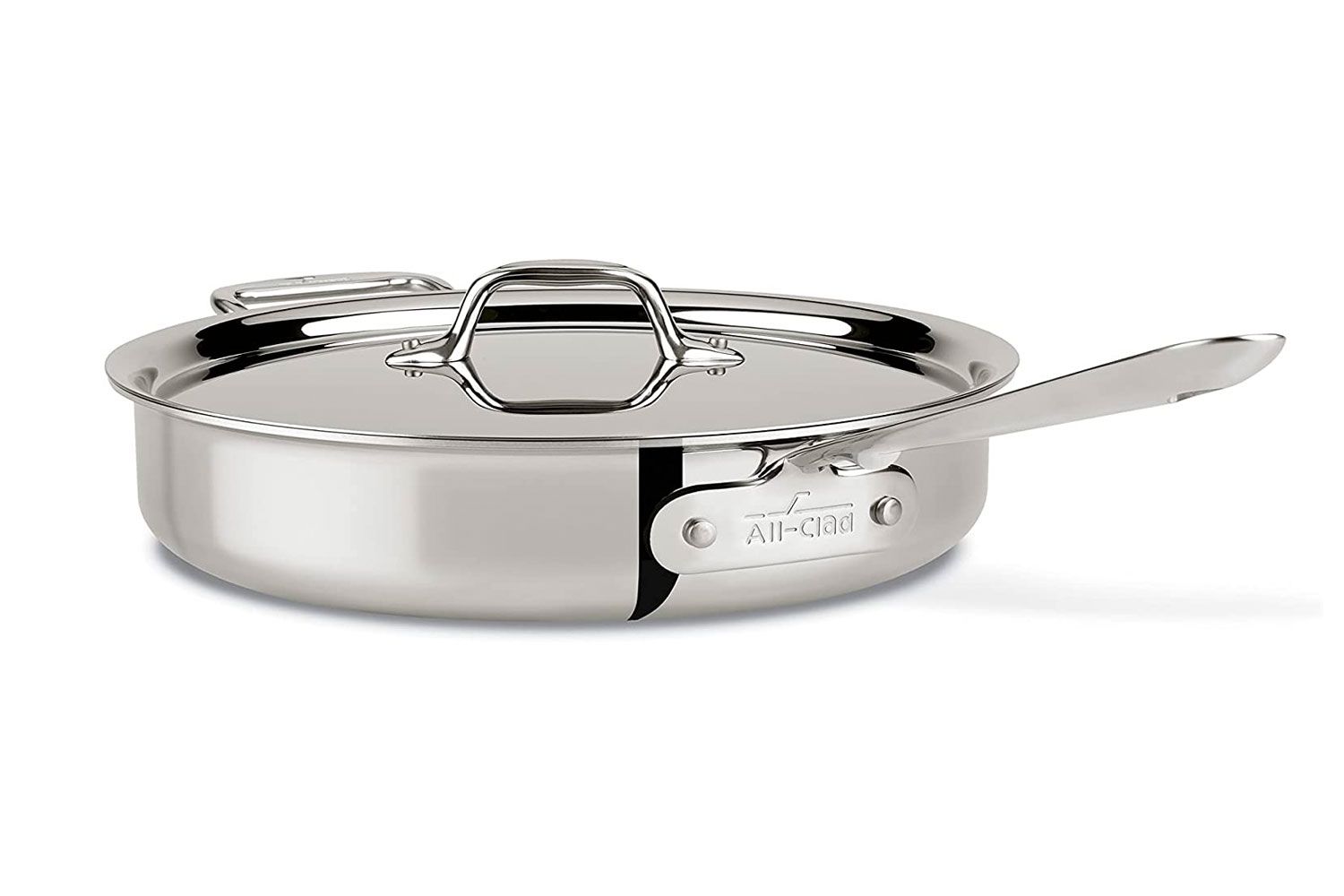 All-Clad D3 3-Ply Stainless Steel SautÃ© Pan with Lid 3 Quart Induction Oven Broil Safe 600F Pots and Pans, Cookware