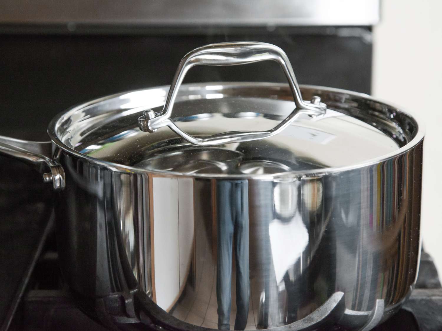 a stainless steel saucepan on a stovetop