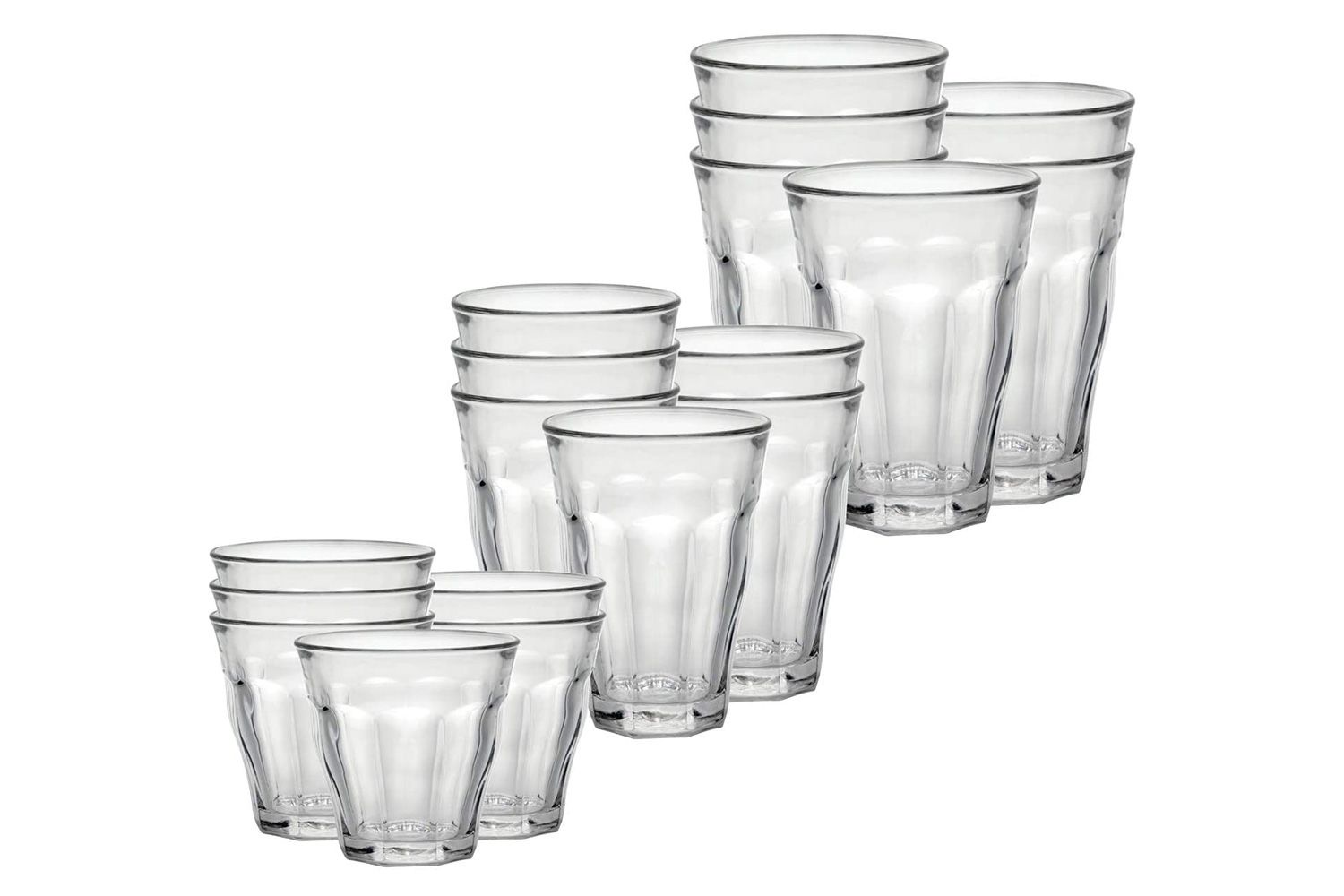Duralex Picardie 18 Piece Clear Tempered Glass Drinkware and Tumbler Cup Set