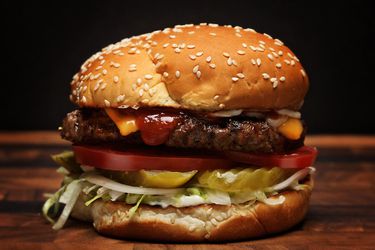 A homemade version of a Burger King Whopper.