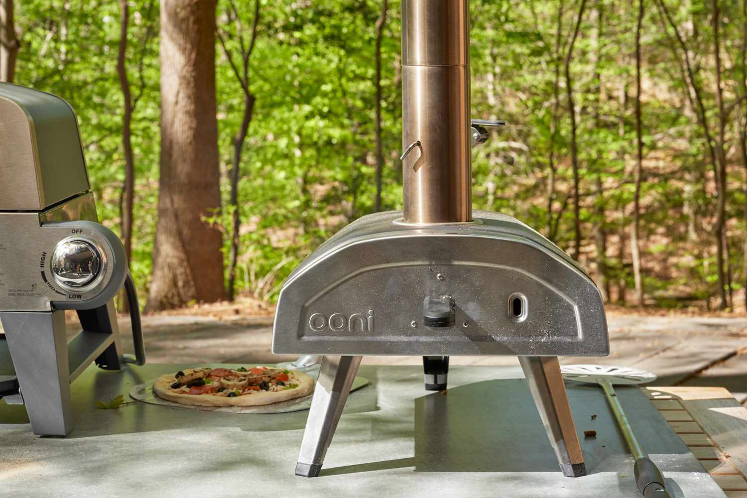 A head-on look at the Ooni Frya oven with its door on