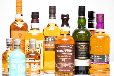 各式各样的单一麦芽苏格兰威士忌。