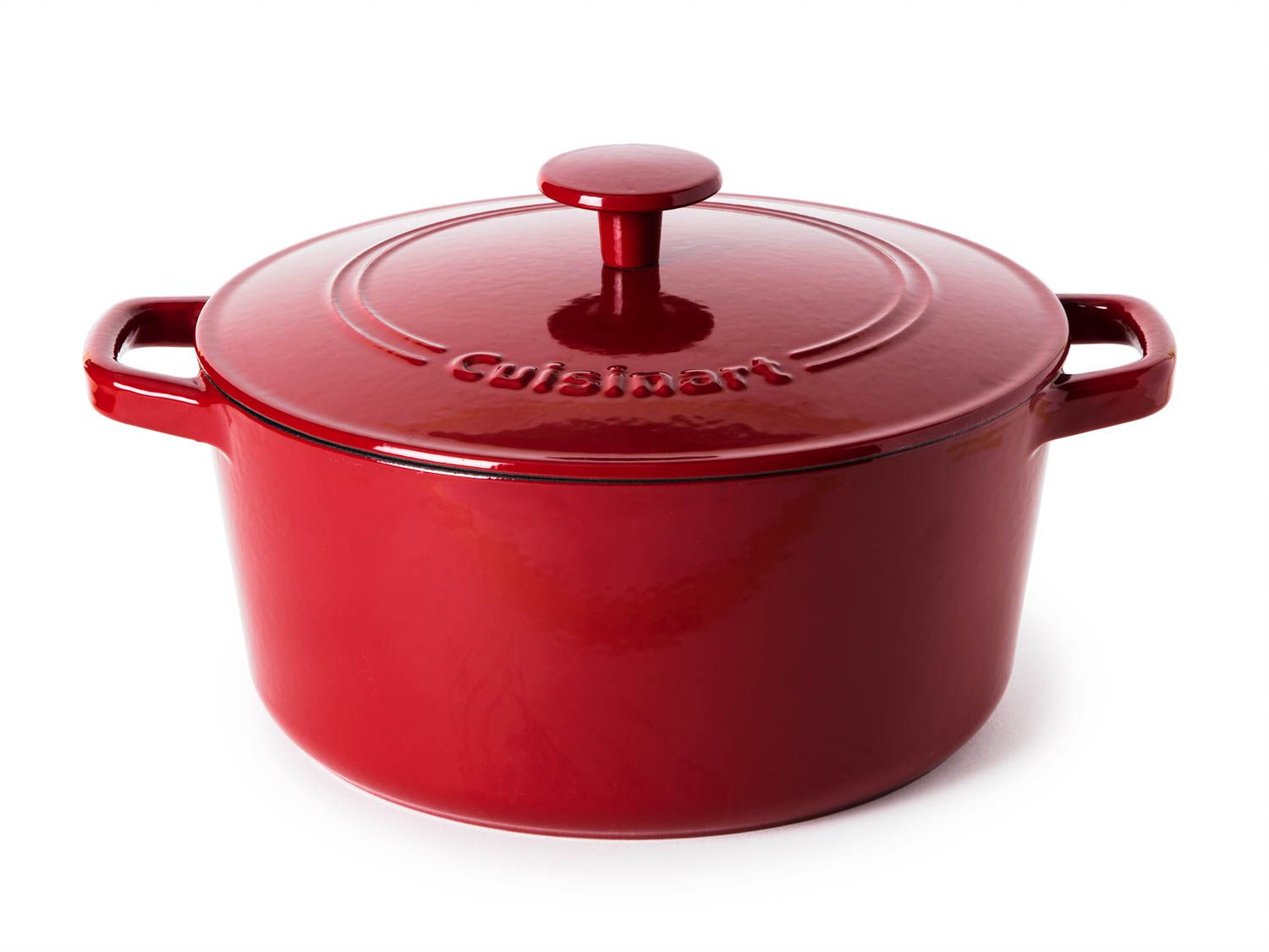 一个红色Cuisinart荷兰烤肉锅的照片