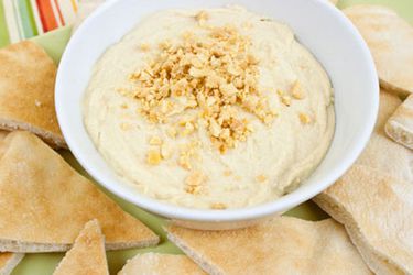 A bowl of hummus made with peanut butter instead of tahini