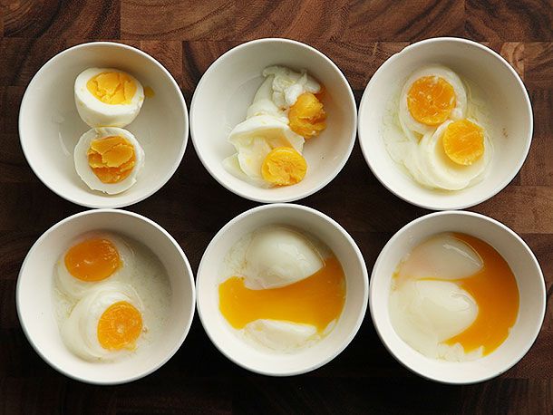 开销比较的鸡蛋煮熟的真空在不同的温度下