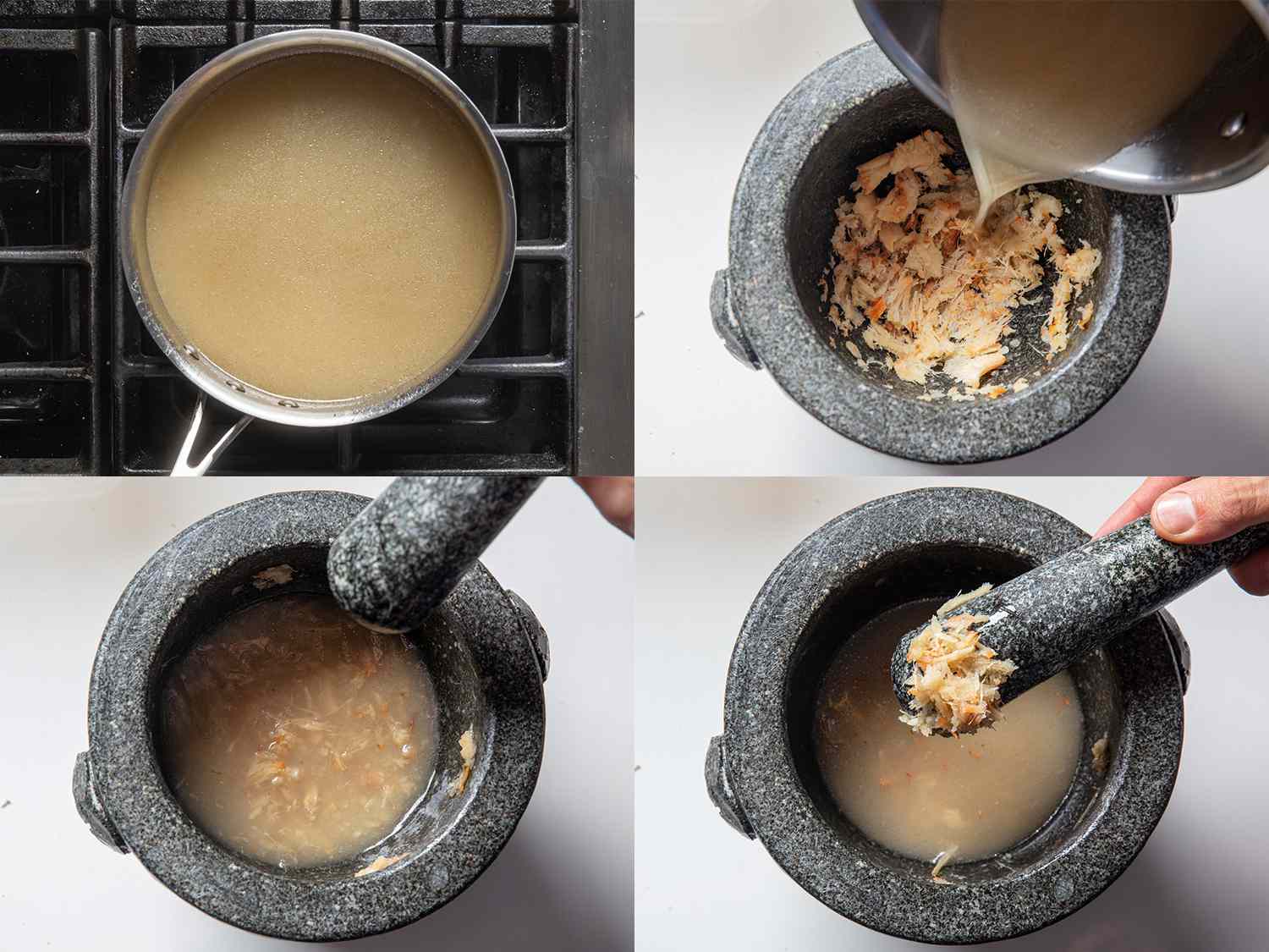用研钵和杵做高良姜高汤