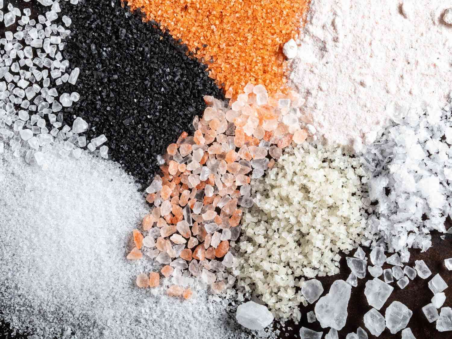 各种不同类型的盐的特写