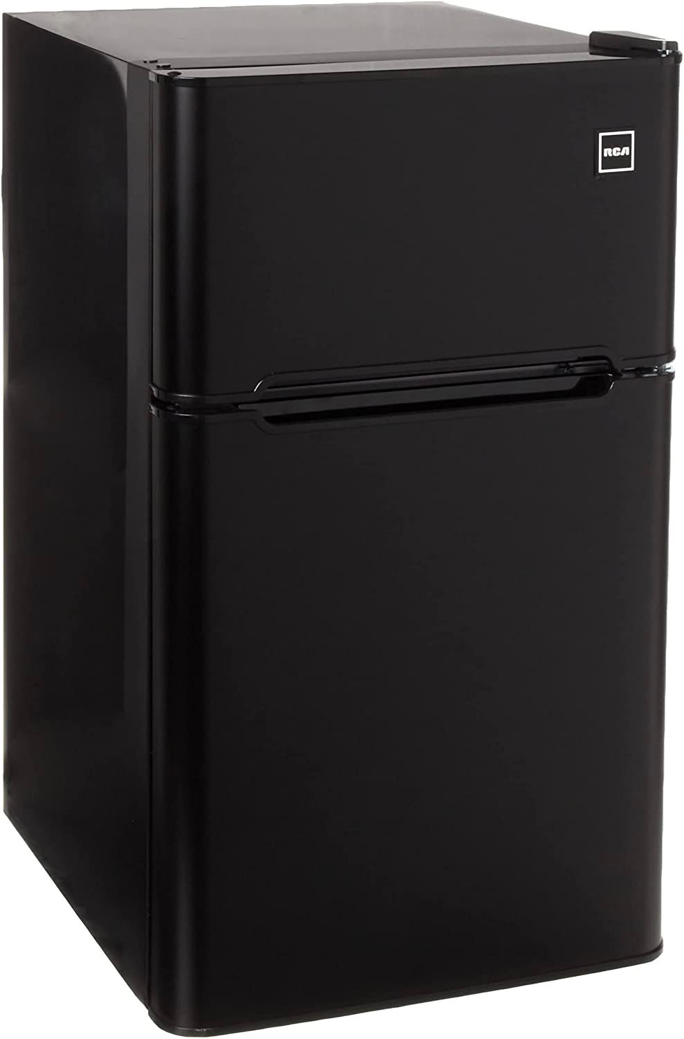 RCA 3.2立方英尺双门迷你冰箱与冷冻室RFR835，黑色