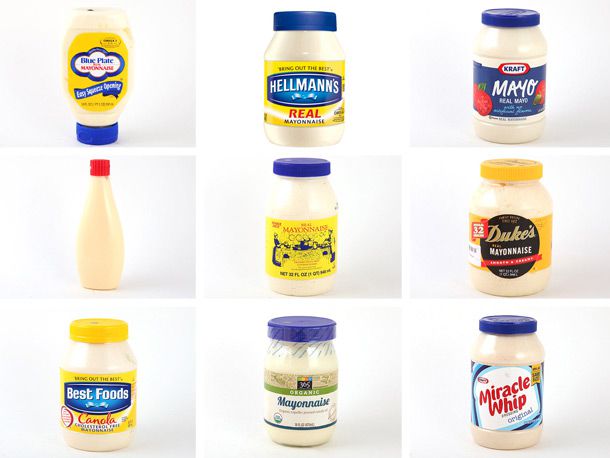 9种不同蛋黄酱品牌的拼贴