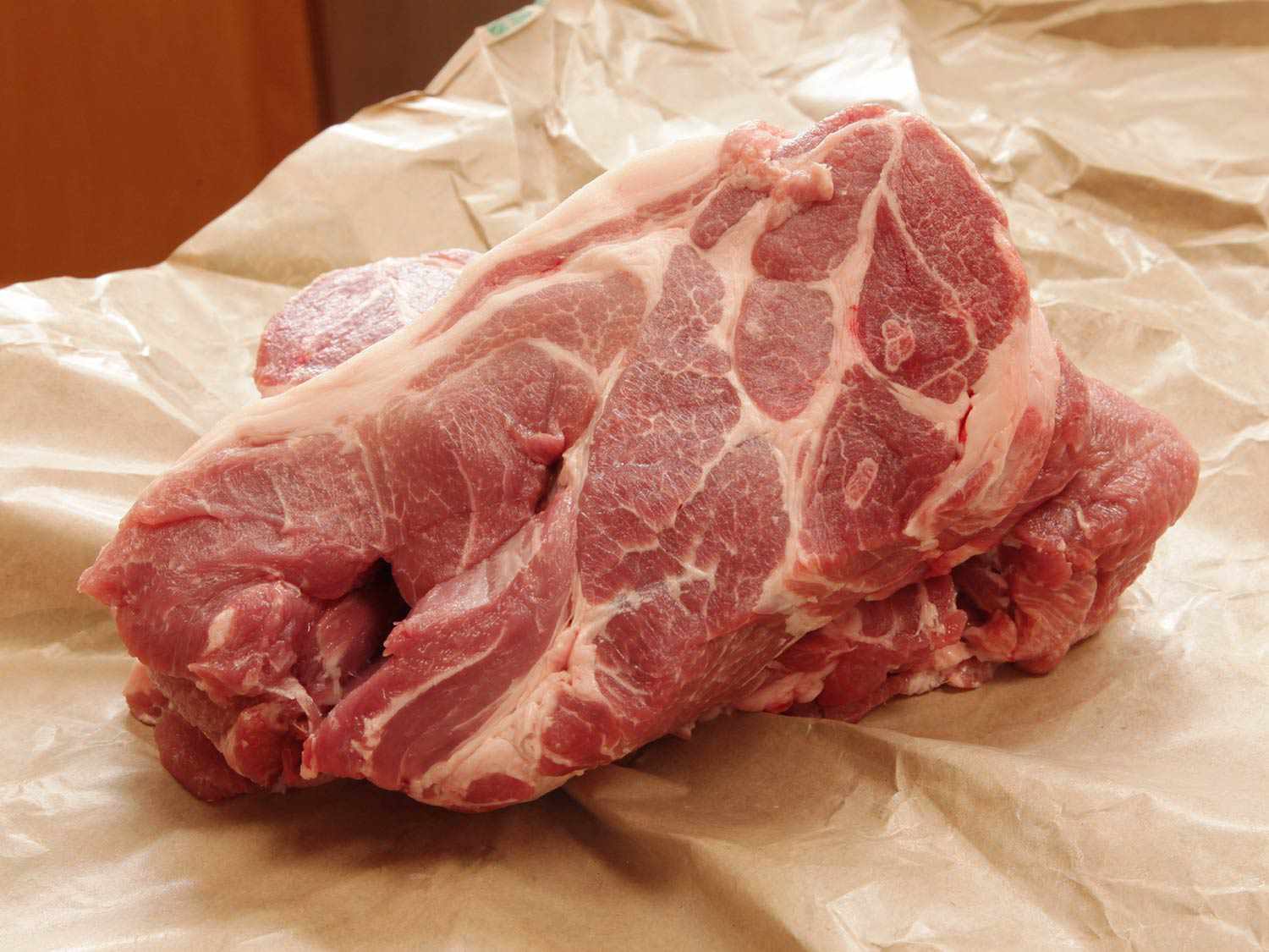 A hunk of raw pork.