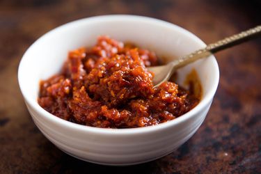 A bowl of sambal, one of many styles of Indonesian chile pastes.