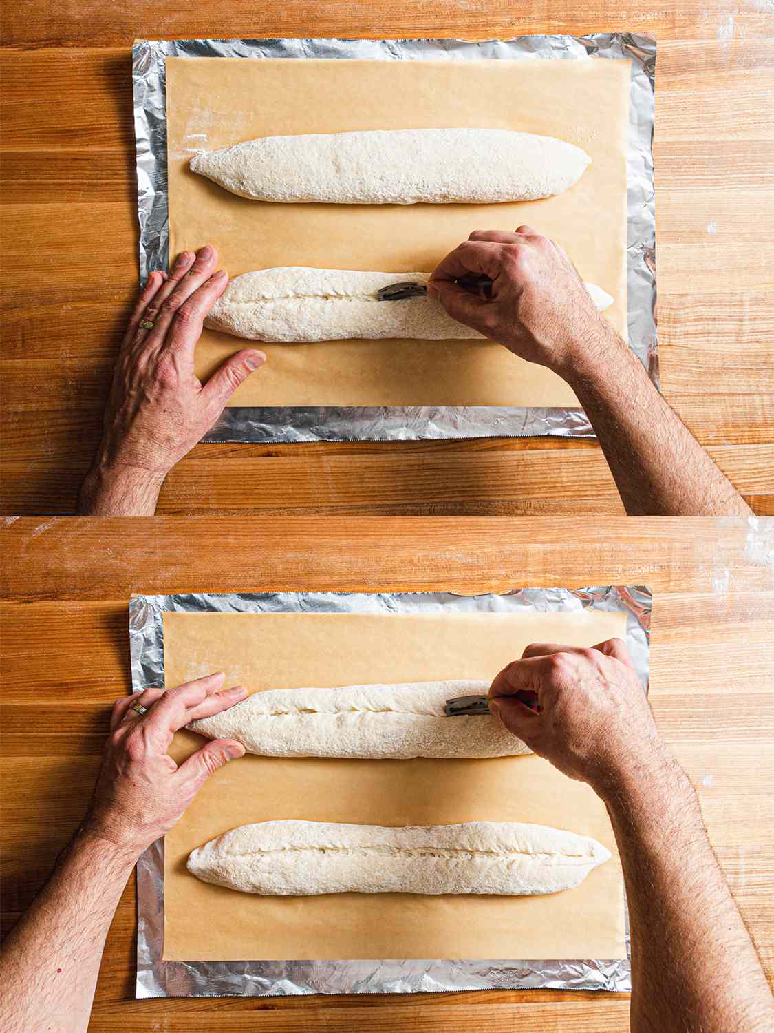 两个图像拼贴削减中间的面包瘸子