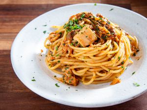 Plated Roman-Style Spaghetti Alla Carrettiera