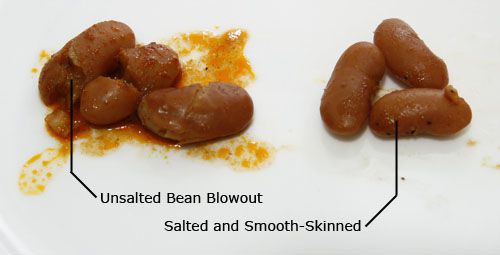 晒干的无盐豆和表皮光滑的盐豆的对比照片gydF4y2Ba