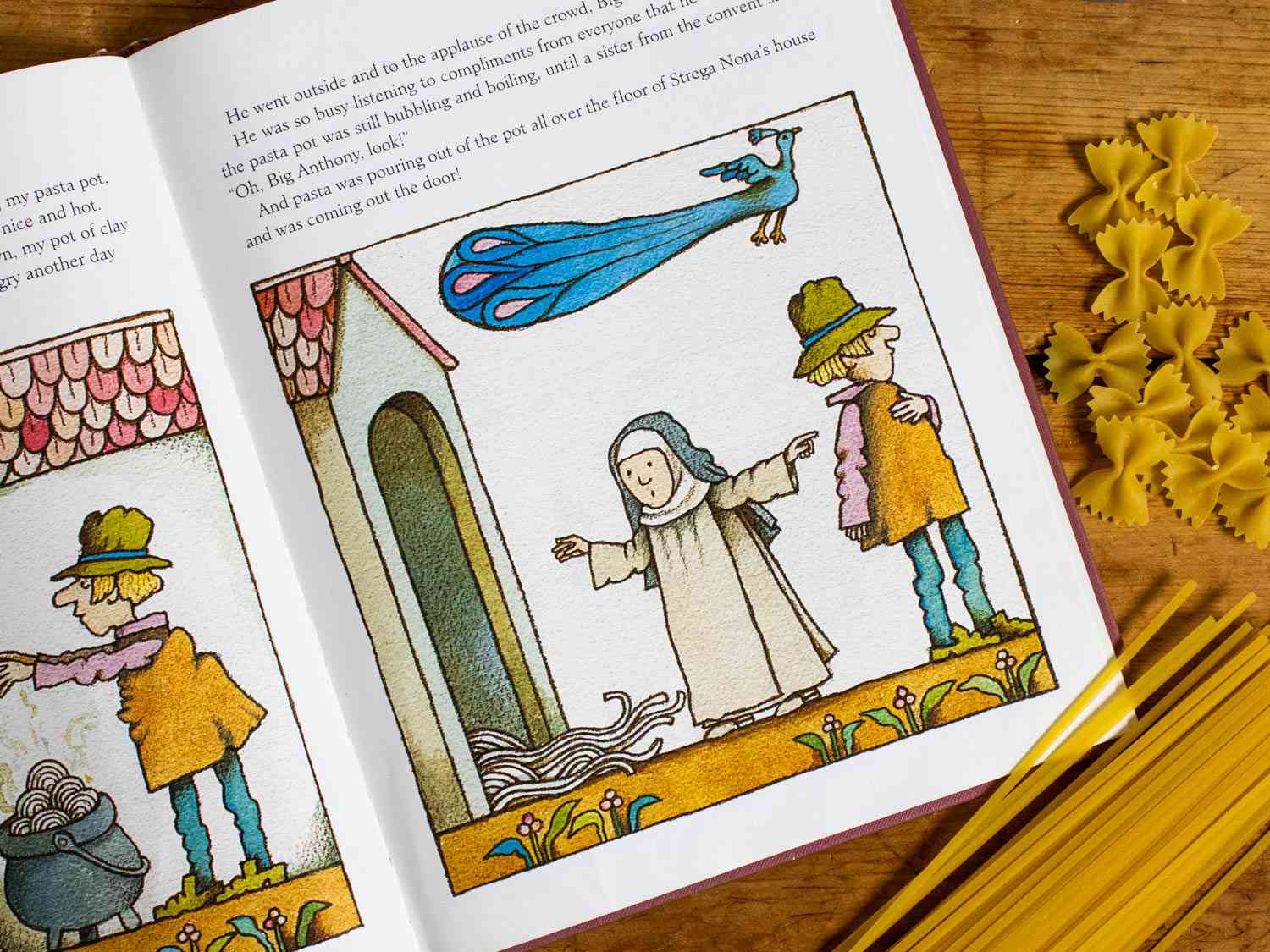 a close of of a page of Strega Nona, a children's book