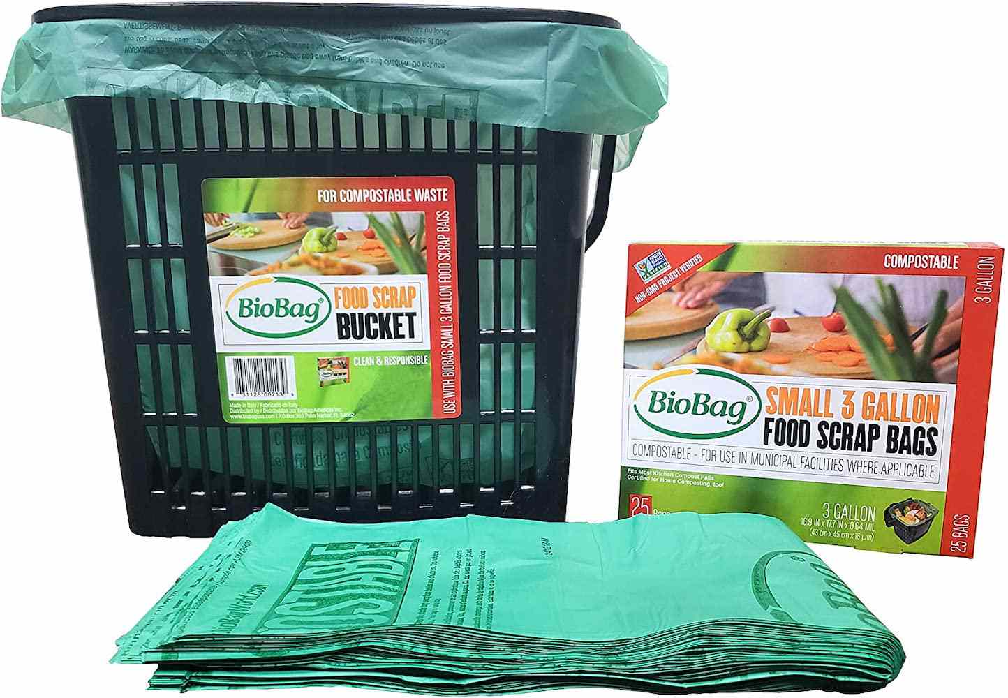 BioBag厨房食物垃圾桶和可降解袋包