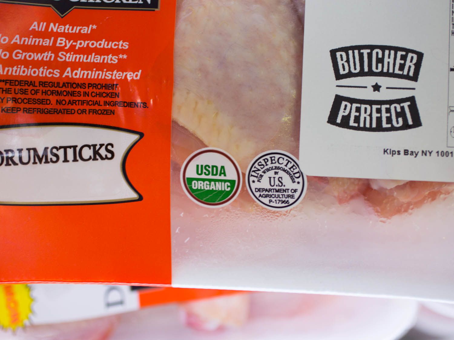 密切的美国农业部有机食品认证机构和检验密封包鸡。