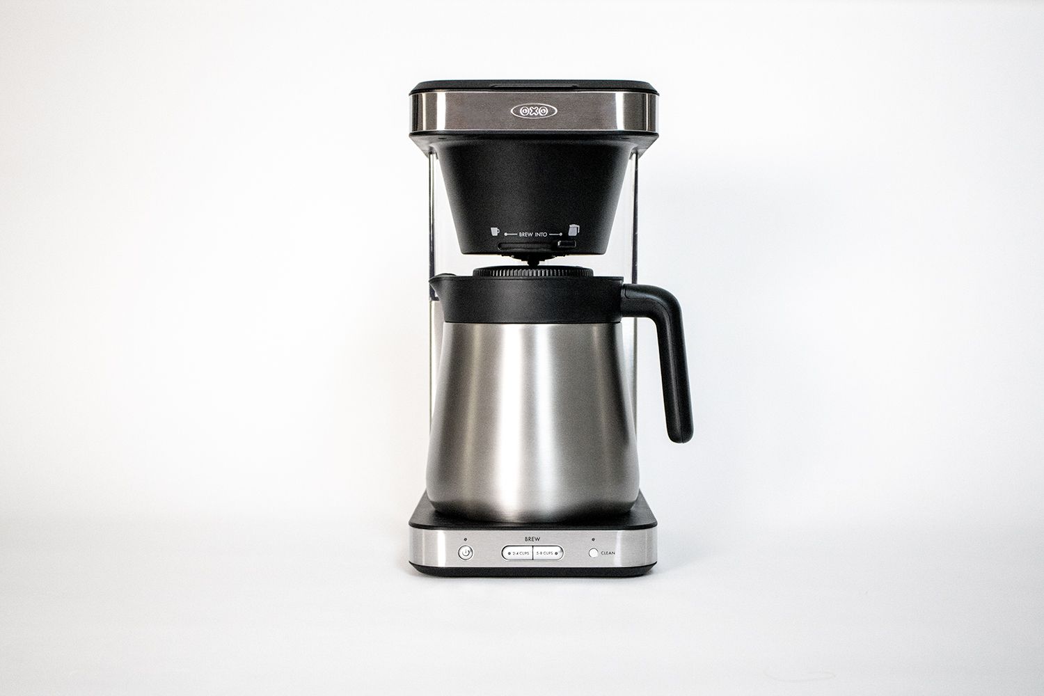 The OXO 8-Cup coffee maker against a white background
