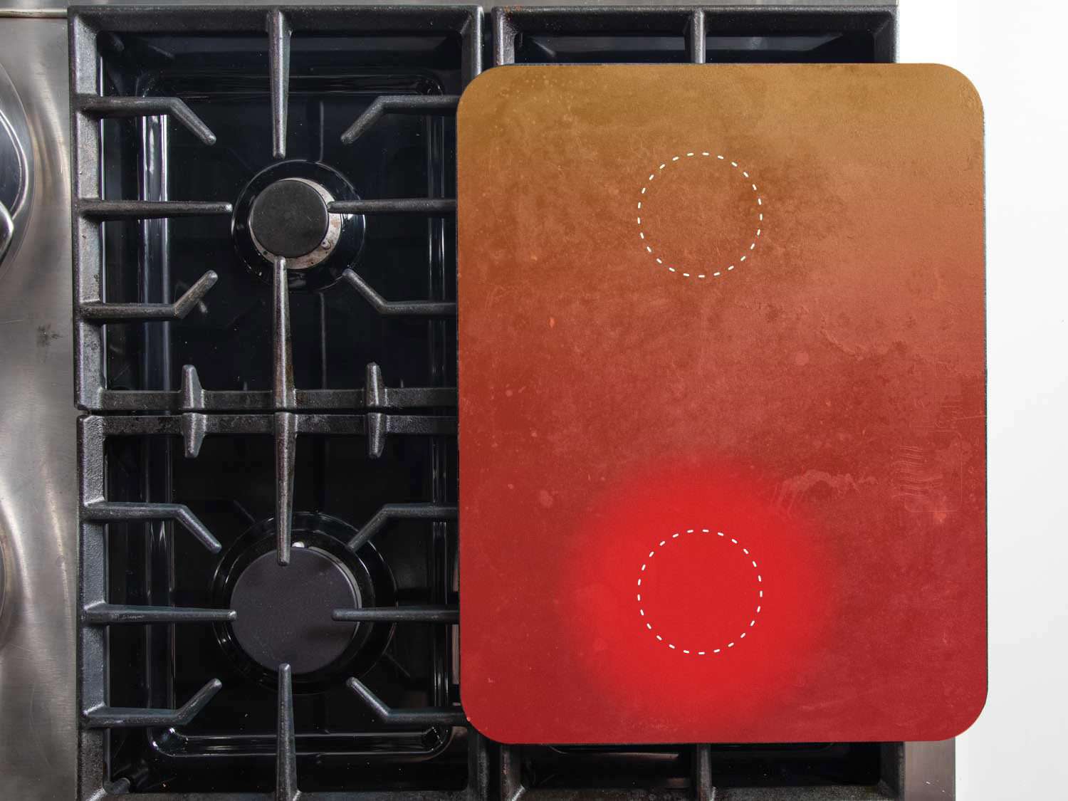 顶视图烘焙钢加热只有在前面的燃烧器,这样热量最强烈的在前面,辐射更轻。