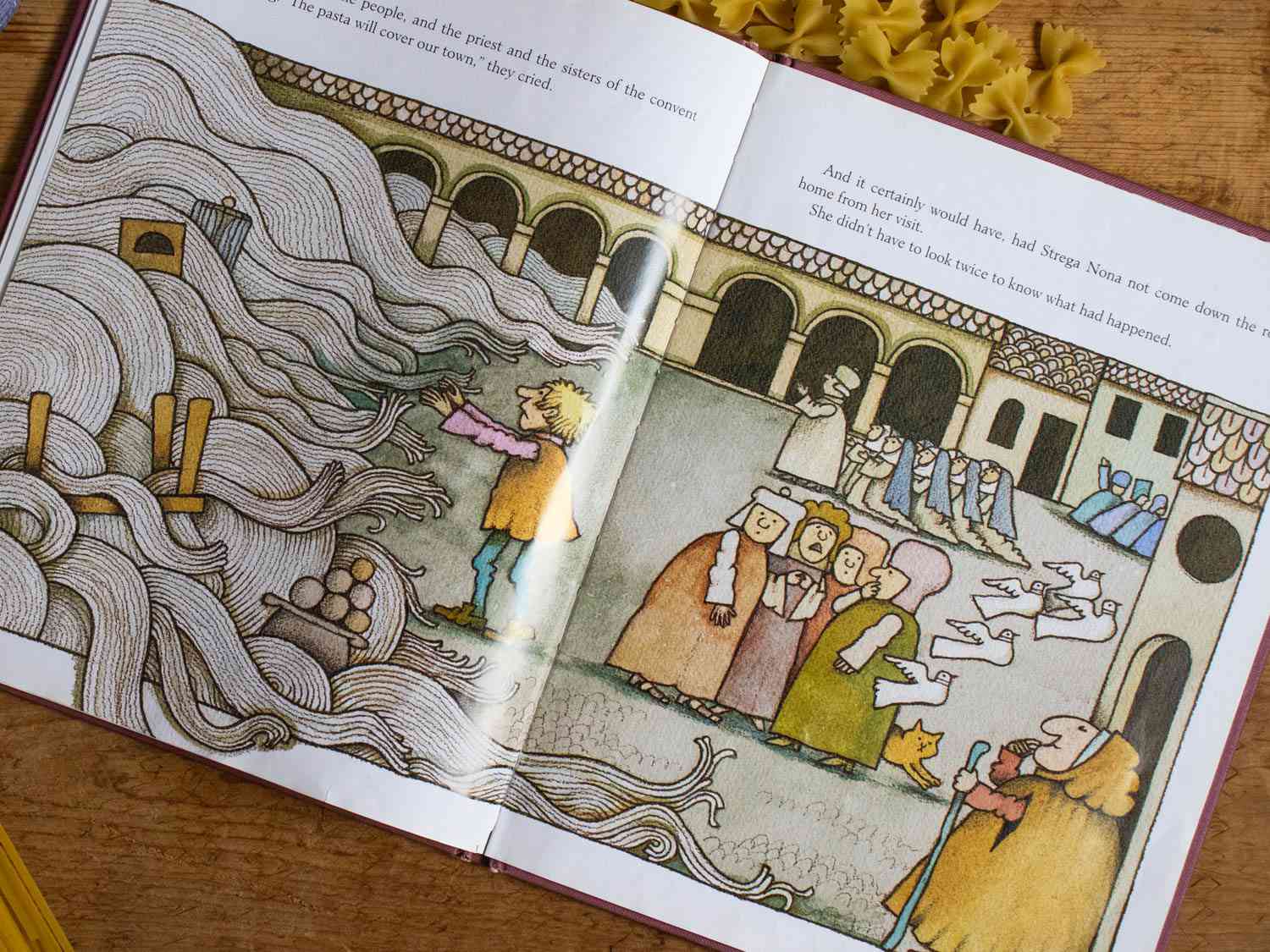 a close of of a page of Strega Nona, a children's book