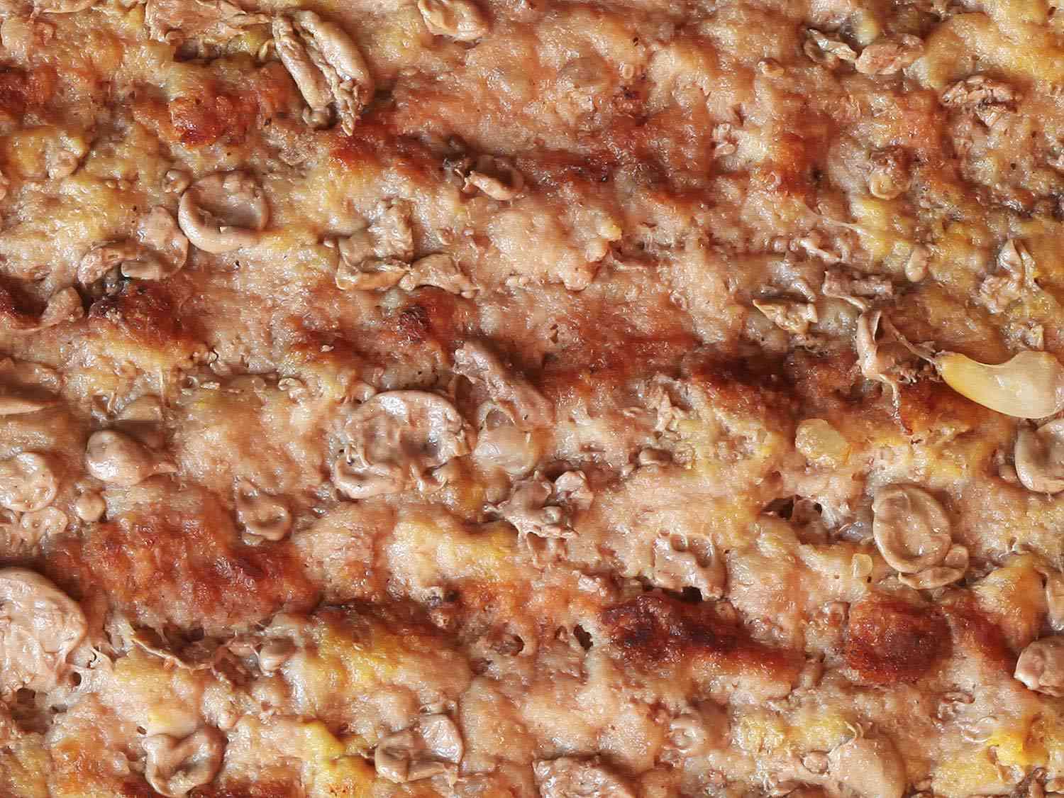 微距图像的蛋白质气泡表面的皇堡肉饼。