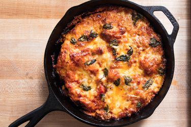 Foolproof pan pizza in a cast iron skillet.