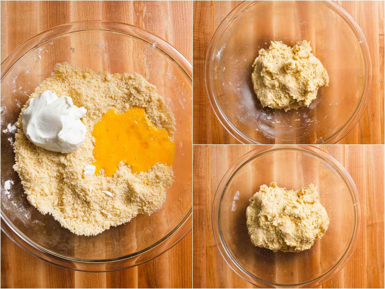 拼贴:在混合物中加入鸡蛋和酸奶，揉成蓬松的面团gydF4y2Ba