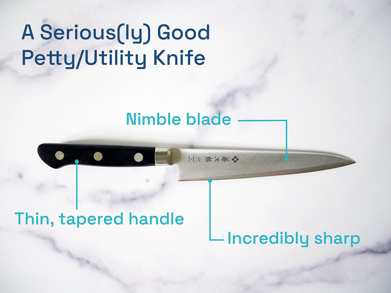 注释Tojiro小刀:灵活的刀刃;细的锥形手柄;令人难以置信的清晰