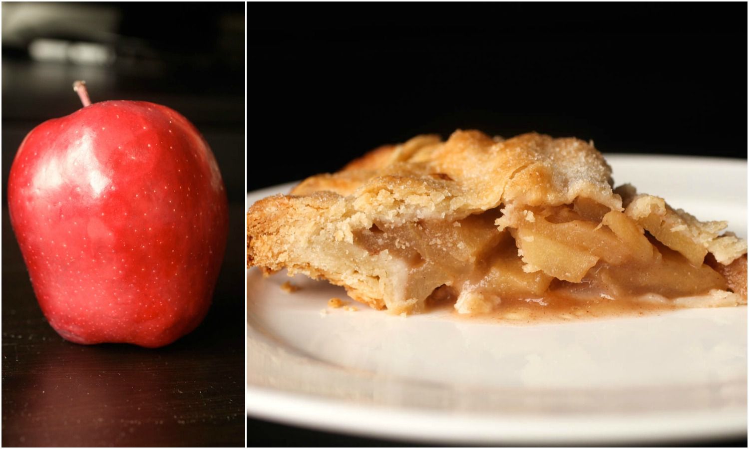 拼贴的美味可口的红苹果旁边一片馅饼用美味可口的红苹果