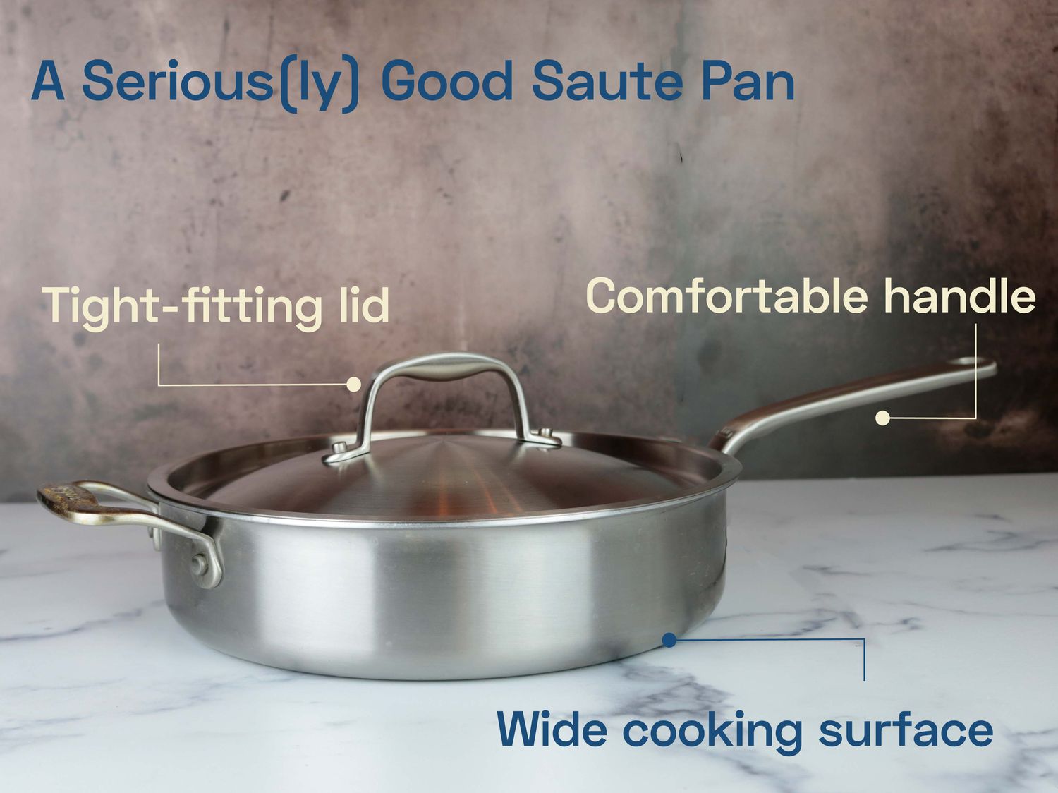 a graphic showing the best parts of a saute pan