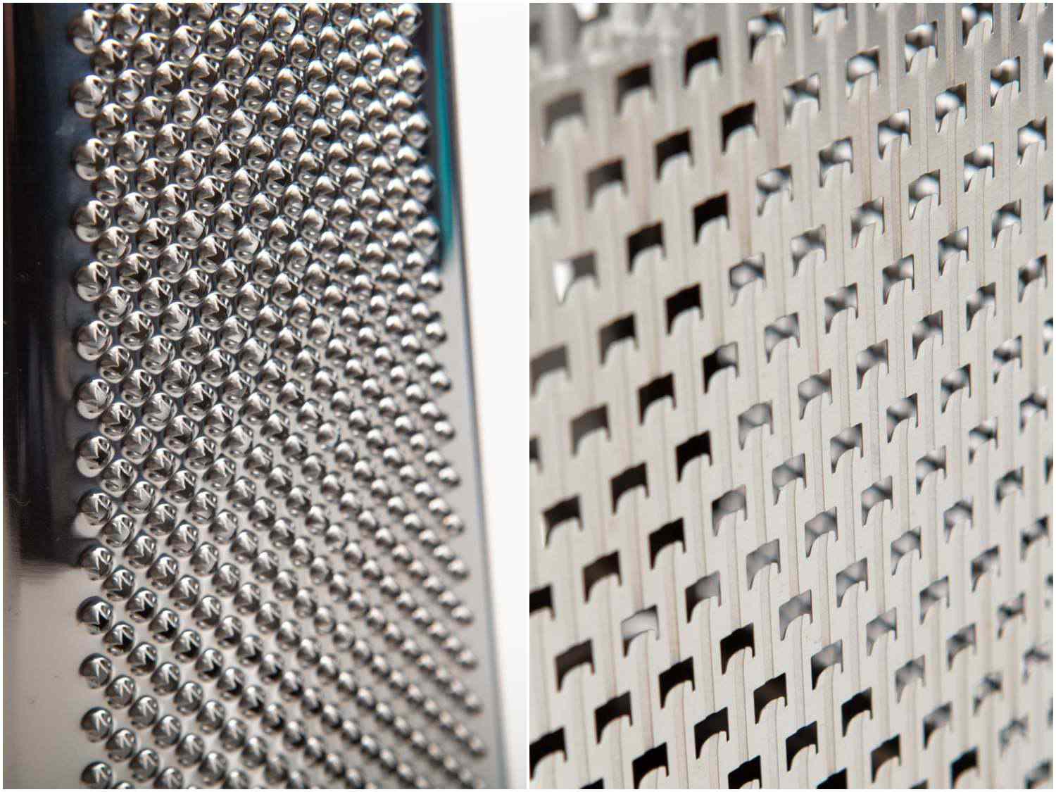 复合照片显示一个孔和蚀刻孔一盒刨丝器