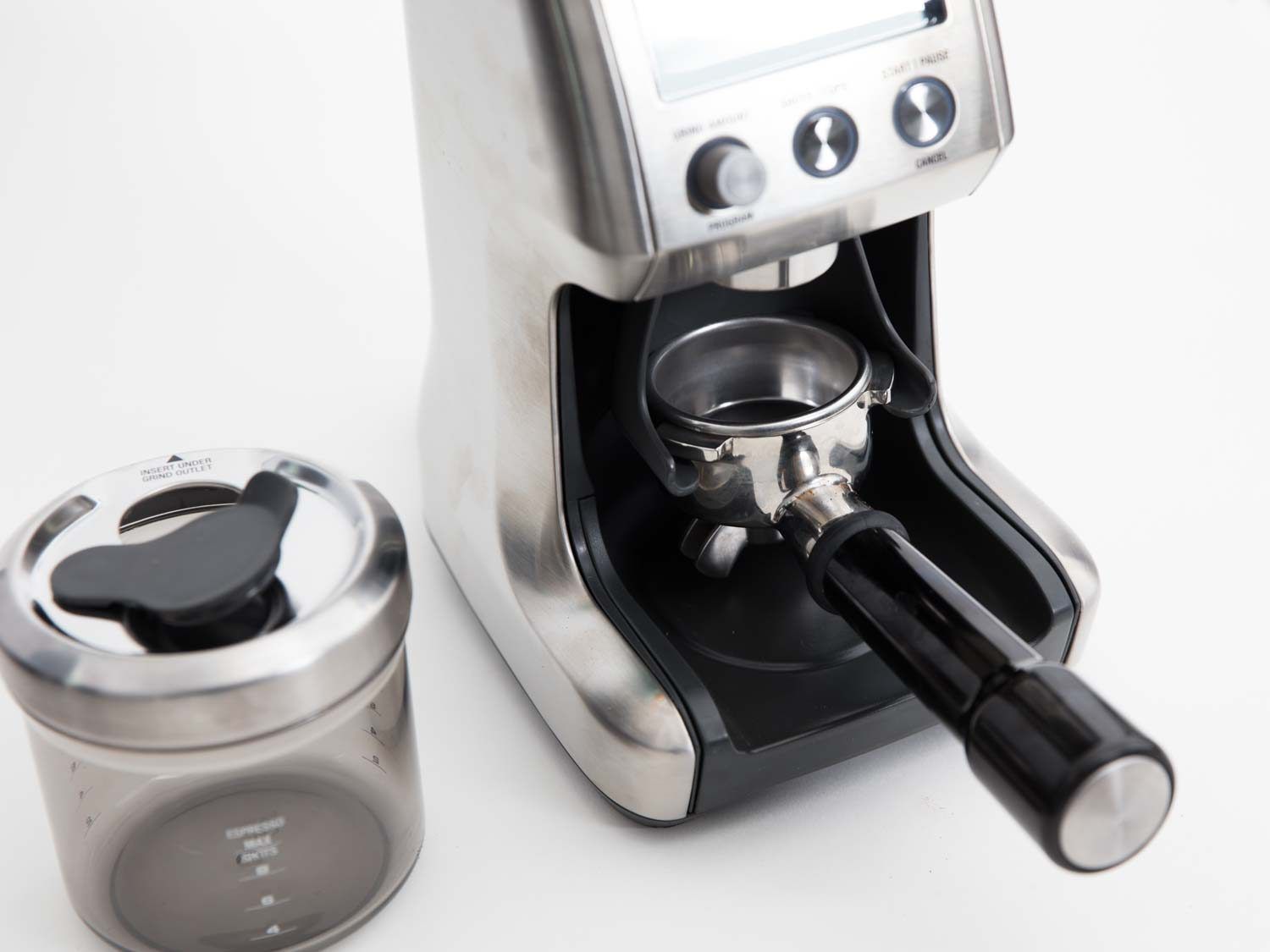 Breville coffee grinder with portafilter attachment