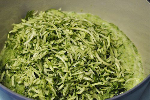 Shredded vegetables in a pot, ready to simmer.