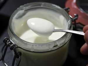 一罐自制的crème fraîche。