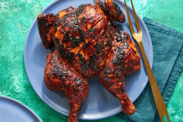 Barbecue chicken on a serving plate