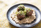 Lamb Meatballs With Almond-Butter Baba Ganoush