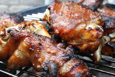 Grilled Pigs' Feet on a grill